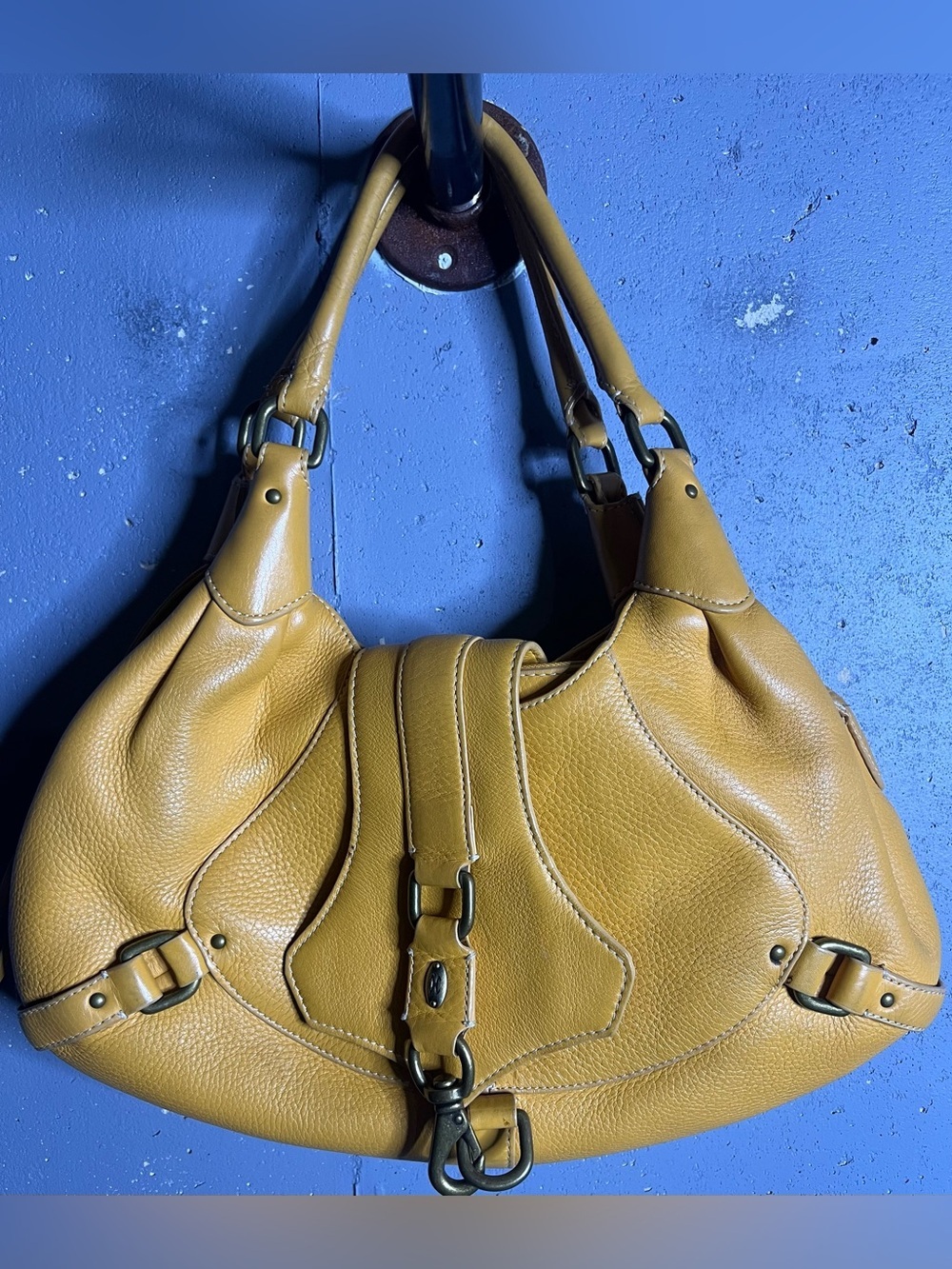 Cole Haan Beige Yellow Pebble Leather Purse Bag